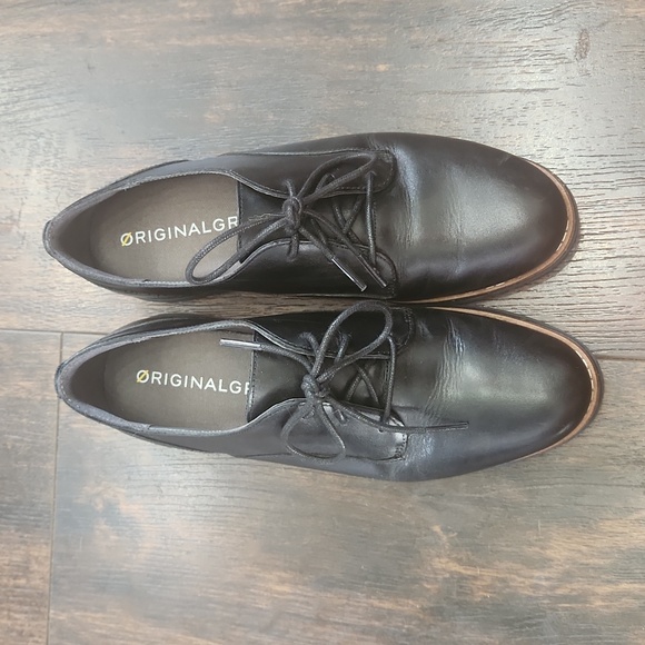 COLE HAAN original grand plain oxfords 5.5 black lace up classic brogue shoes - Picture 4 of 9